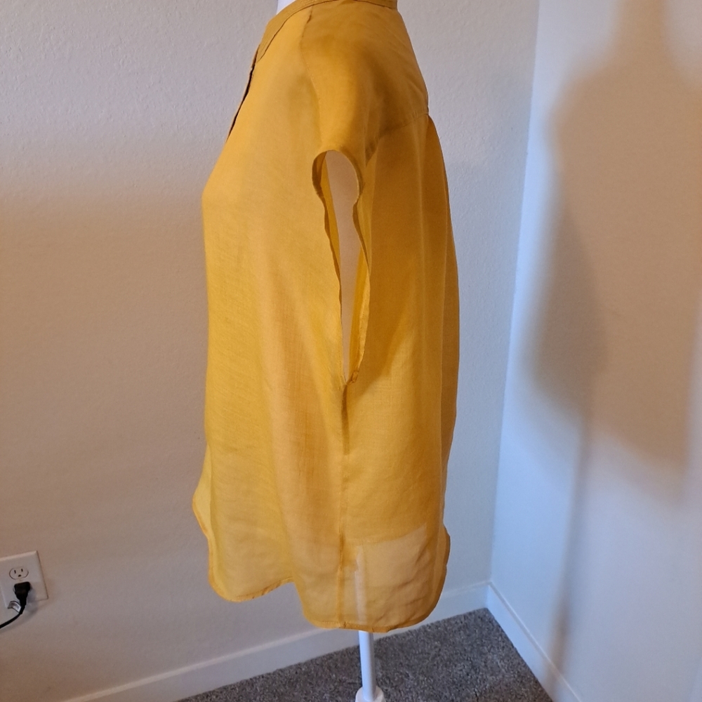 Banana Republic Oversized Ramie Shirt Mustard Size L Tall Excellent Condition - Picture 4 of 7